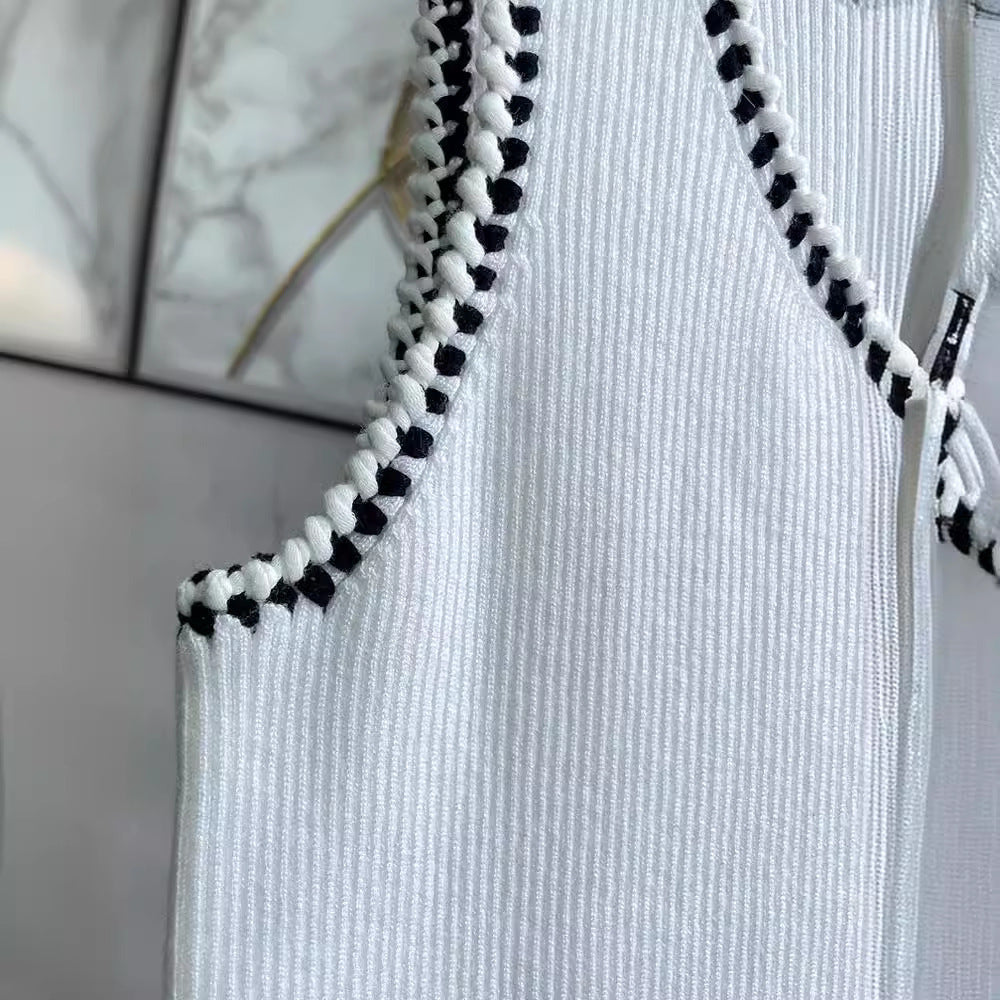 Beaded Flower Slim Fit Wild Vest Knitwear For Women