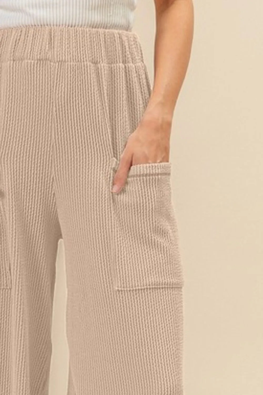 2tone Cord Rib Waist Band Side Pocket Pants