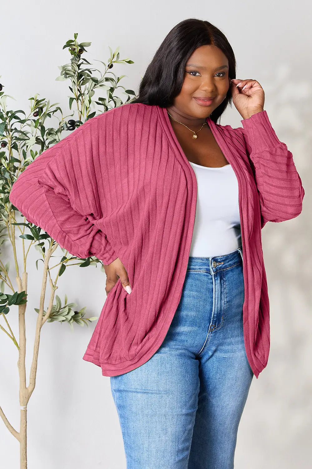 Basic Bae Ribbed Cocoon Cardigan