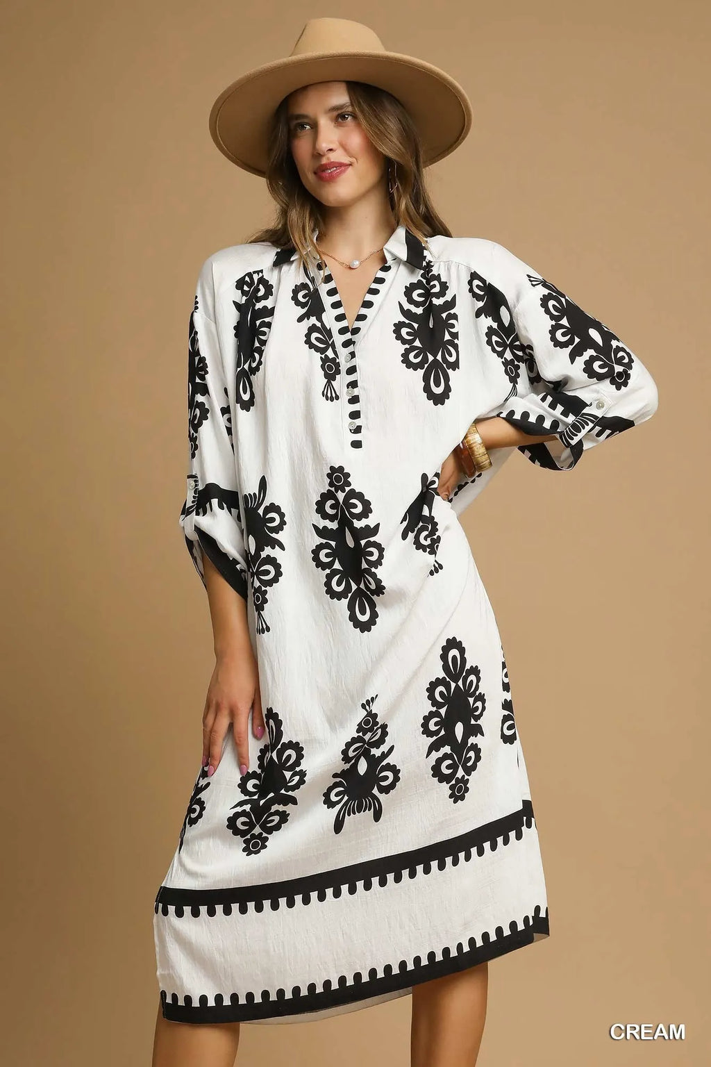 Abstract Print Midi Dress