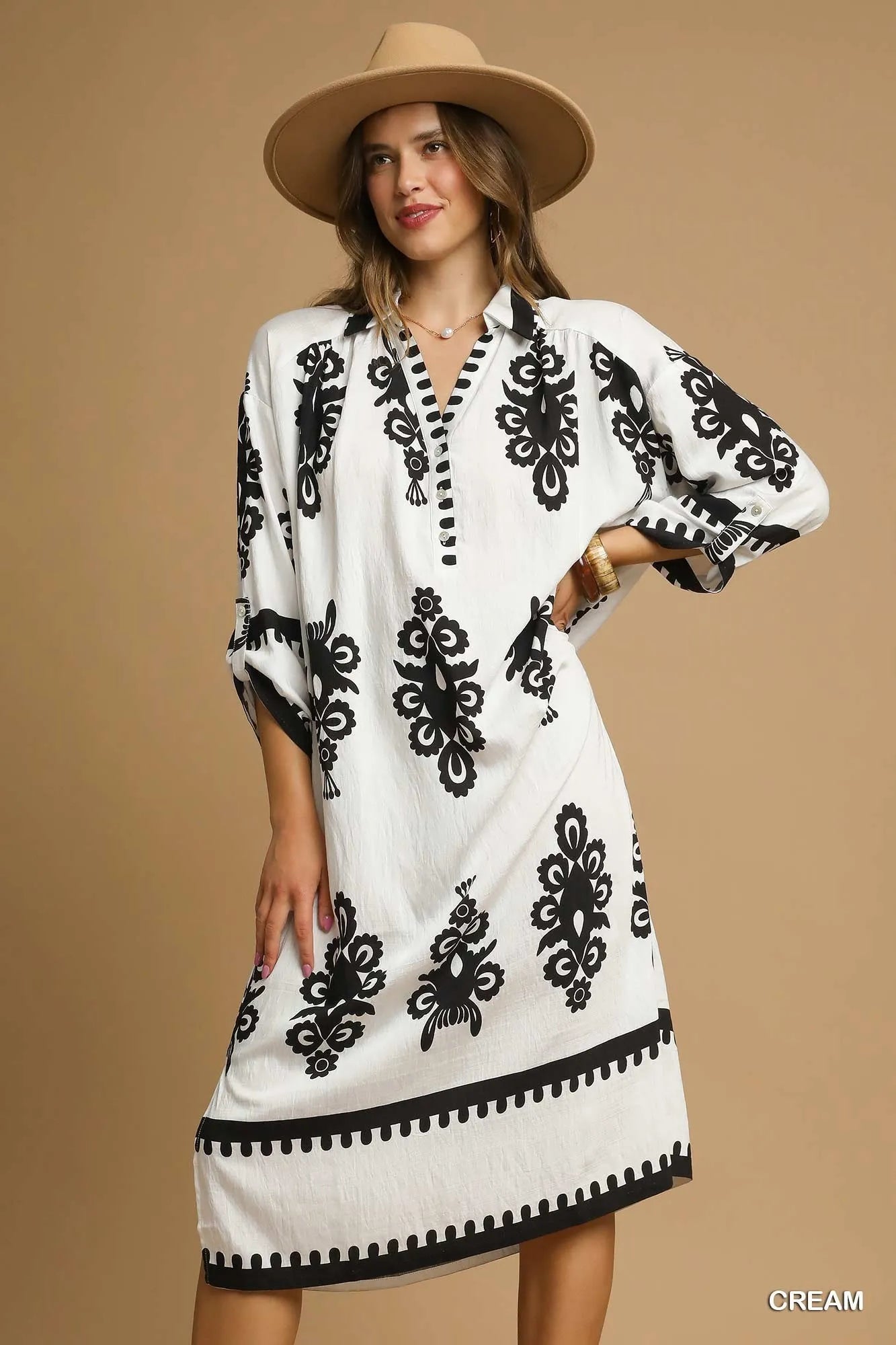 Abstract Print Midi Dress