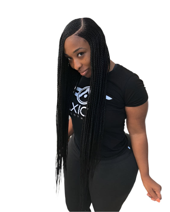 36" Larger Box Twist Braids Wig | Full Lace Frontal | Side Part | Knotless | Kanekalon