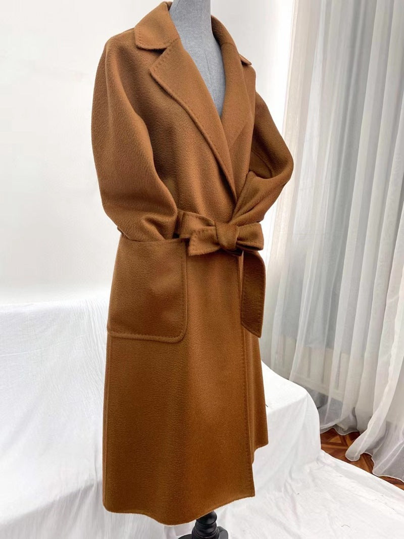 Autumn And Winter Water Ripple Reversible Cashmere Coat High-end Bathrobe