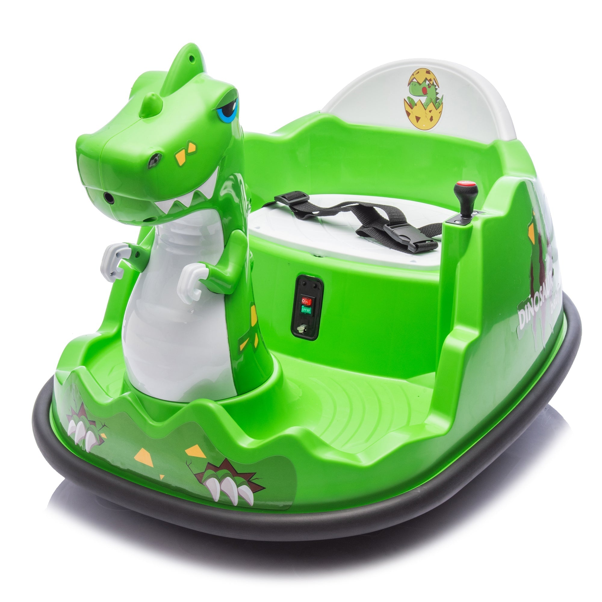 12V Kids Ride On Bumper Car W/Parents Control,Dinosaur Shape & Element Design,2WD,Spray With Light,360 Degree Rotation,Safety Anti-Collision Strip,Switchable music,Large Size Seat Design For Kids 2-5.