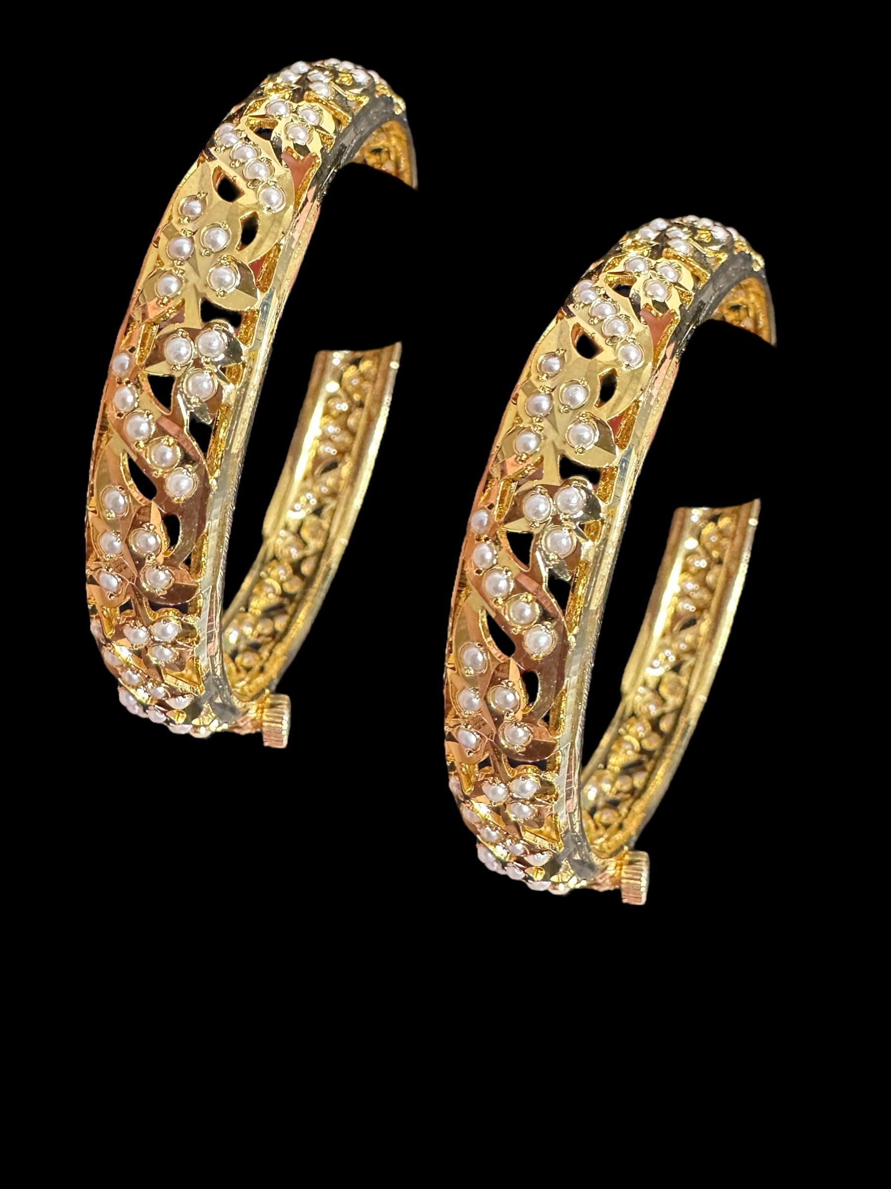 B308 Jadau  bangles ( pearls    ) ( READY TO SHIP)