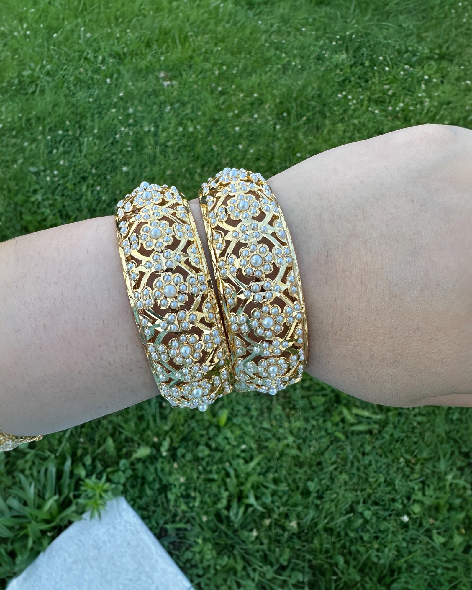 B5 Shibra bangles in pearls one pair   ( READY TO SHIP )