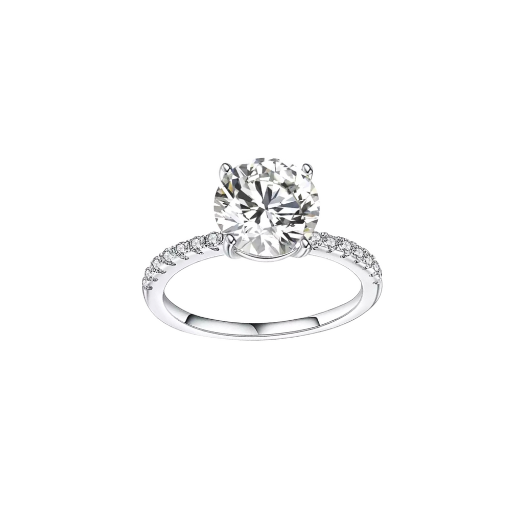 3.0ct Round Cut Moissanite Accented Engagement Ring