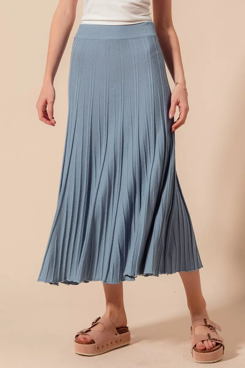 A Line Knitted Sweater Midi Length Skirt