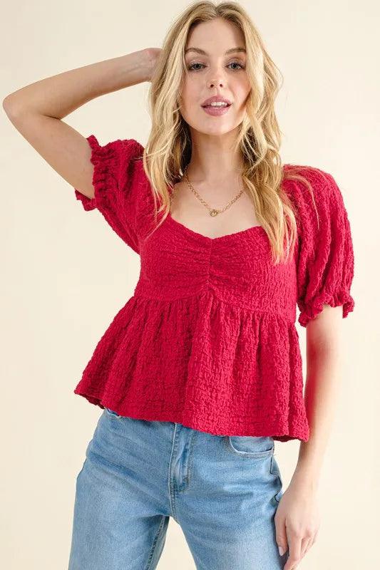 And The Why Lovely Textured and Smocked Top