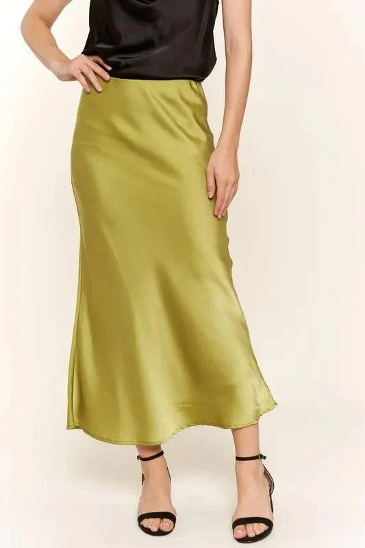 And The Why Satin Midi Skirt