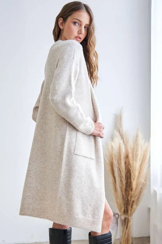 2tone Sweater Open Cardigan