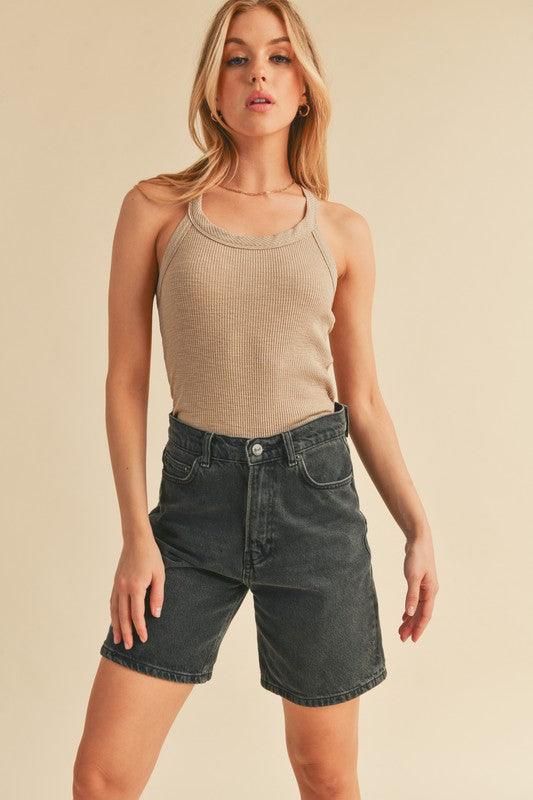 Aemi + Co Scoop Neck Ribbed Tank Top