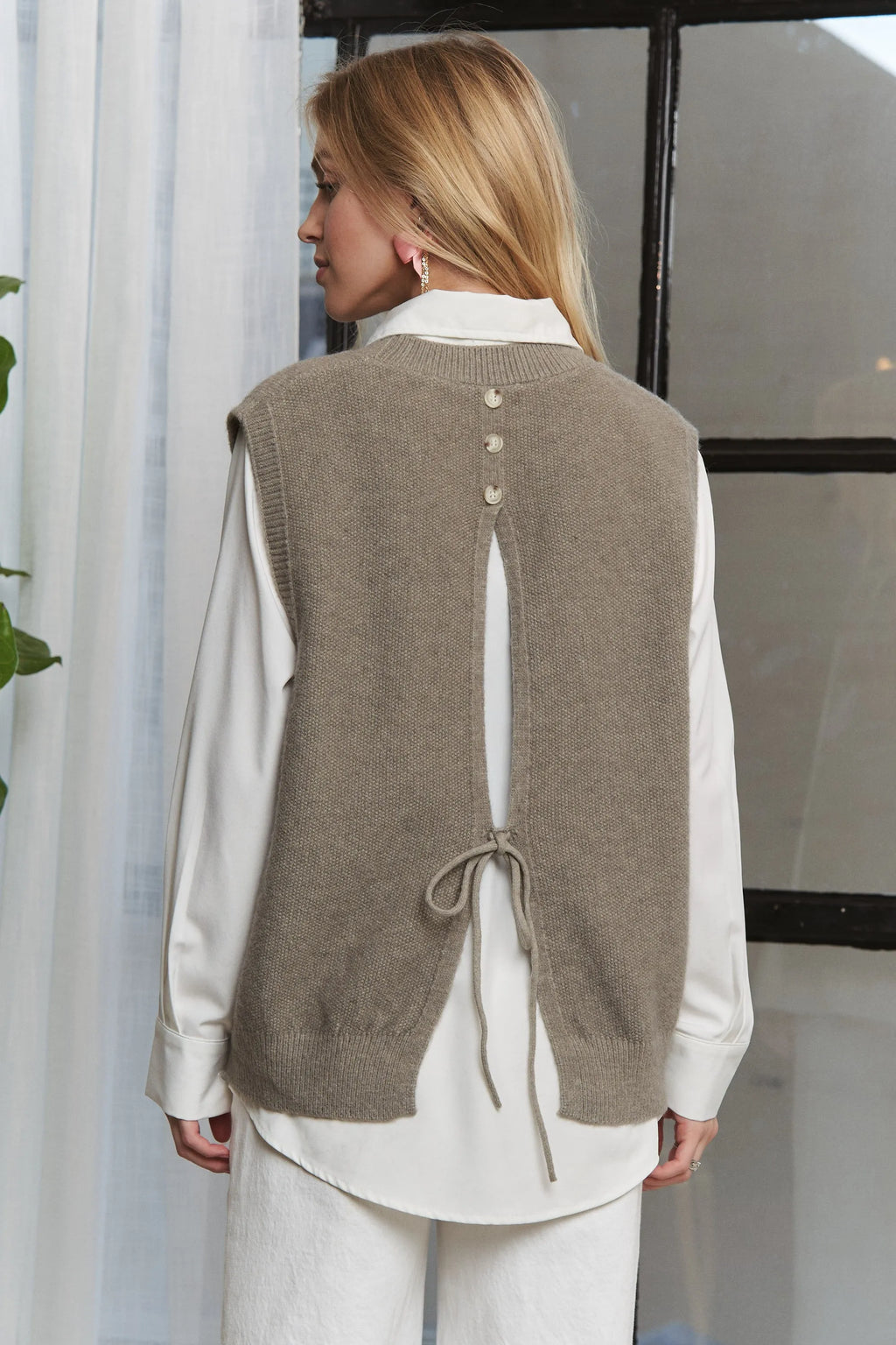 ADORA Round Neck Vest with Slight Open Back