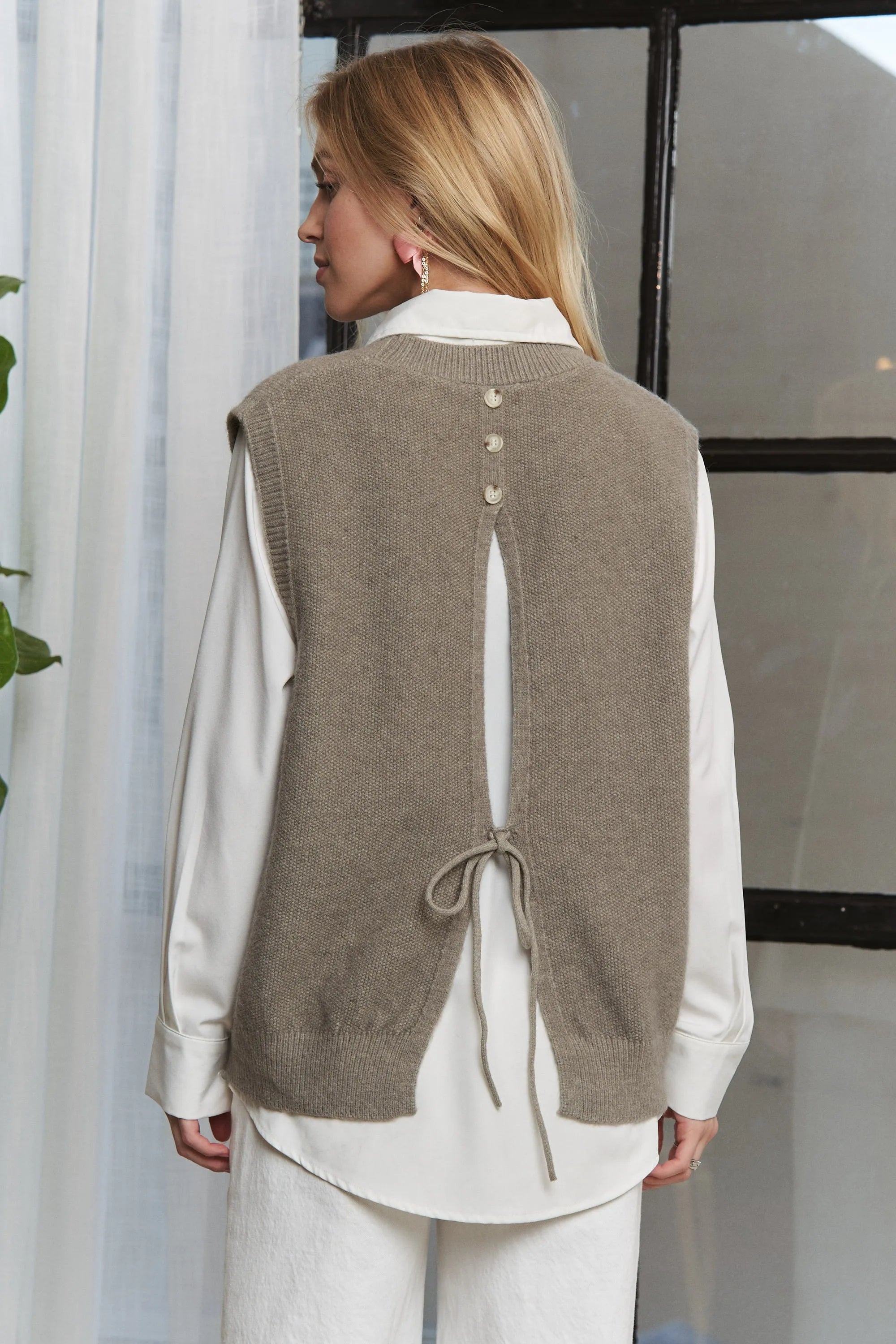 ADORA Round Neck Vest with Slight Open Back