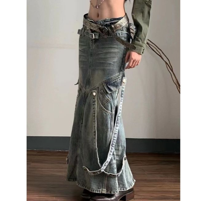 Asian Culture Y2g Hot Girl Retro Denim Skirt For Women