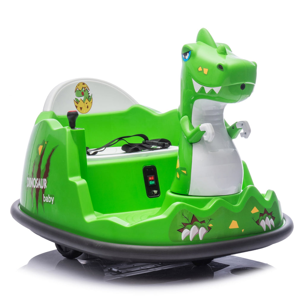 12V Kids Ride On Bumper Car W/Parents Control,Dinosaur Shape & Element Design,2WD,Spray With Light,360 Degree Rotation,Safety Anti-Collision Strip,Switchable music,Large Size Seat Design For Kids 2-5.