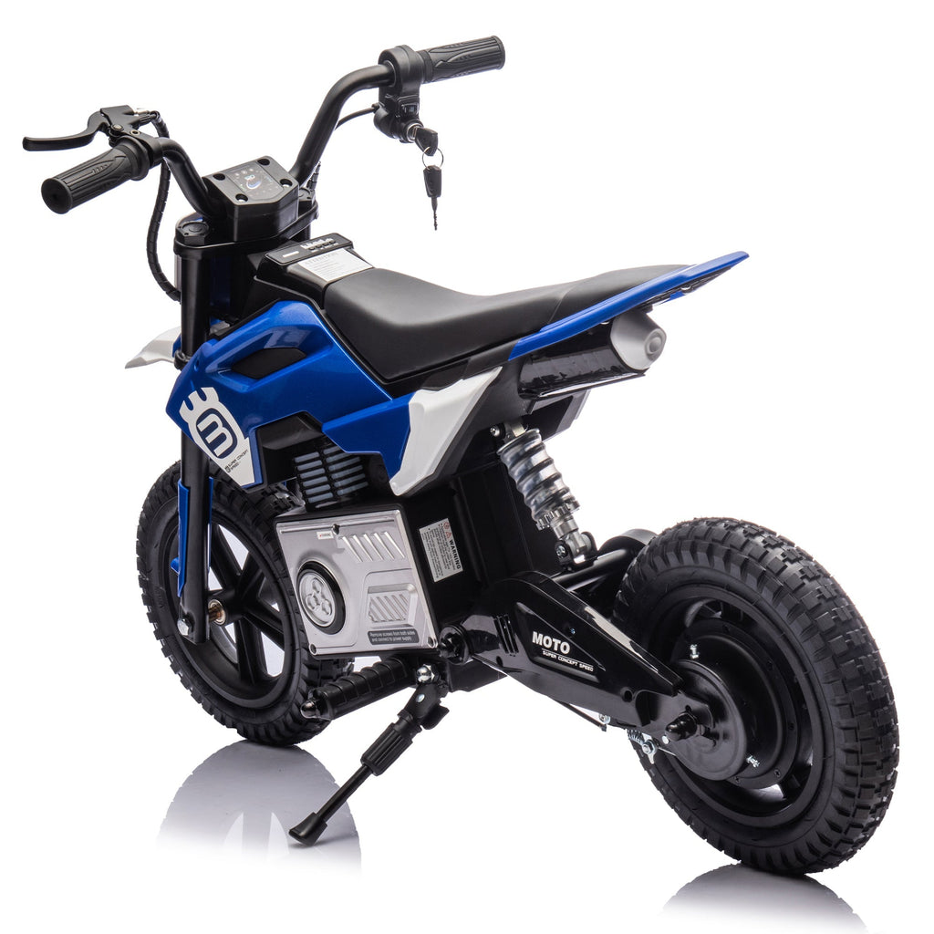 24V Kids Ride On Electric Toy Motocross Motorcycle,200W High Speed Hub Motor,Rear wheel shock absorber,Adjustable speed,LED breath lamp,Bluetooth,Music,Horn,Speeds 3.11-9.32MPH For Kids Aged 5-15.