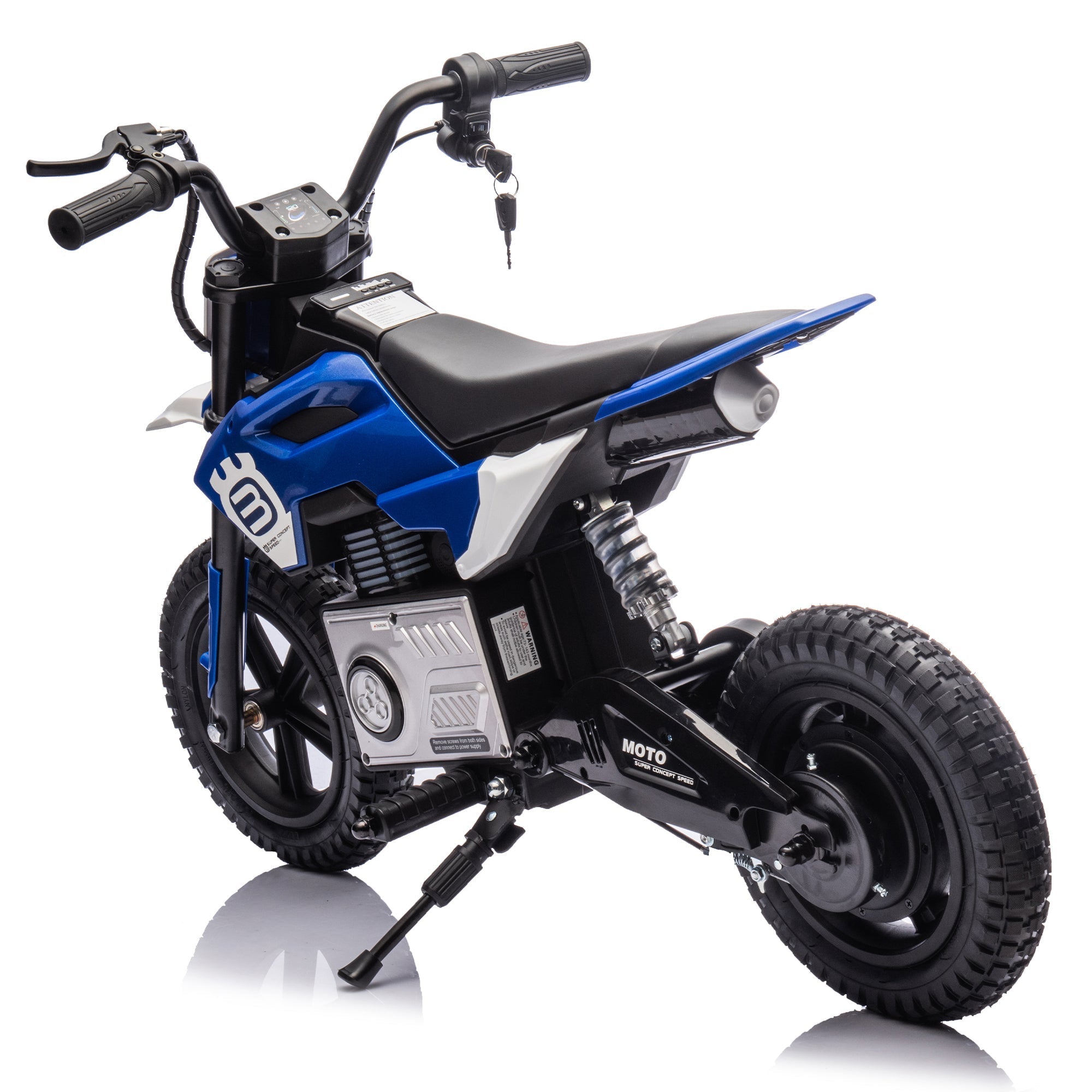 24V Kids Ride On Electric Toy Motocross Motorcycle,200W High Speed Hub Motor,Rear wheel shock absorber,Adjustable speed,LED breath lamp,Bluetooth,Music,Horn,Speeds 3.11-9.32MPH For Kids Aged 5-15.