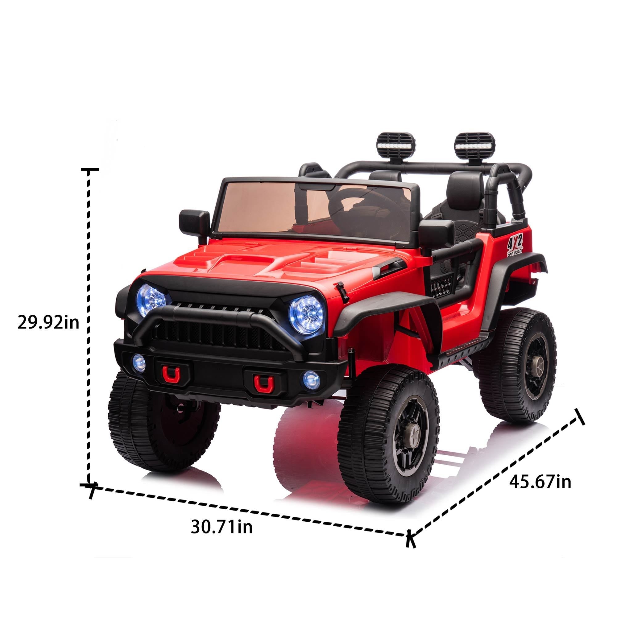 24V Two-Seater Kids Ride On Truck Car W/Parents Control,200w*2,Seat width 20.28in,Four-wheel Suspension,LED Lights,Music,MP3,Bluetooth,Two independent seat belts,Suitable for off-road For Kids Aged 3+