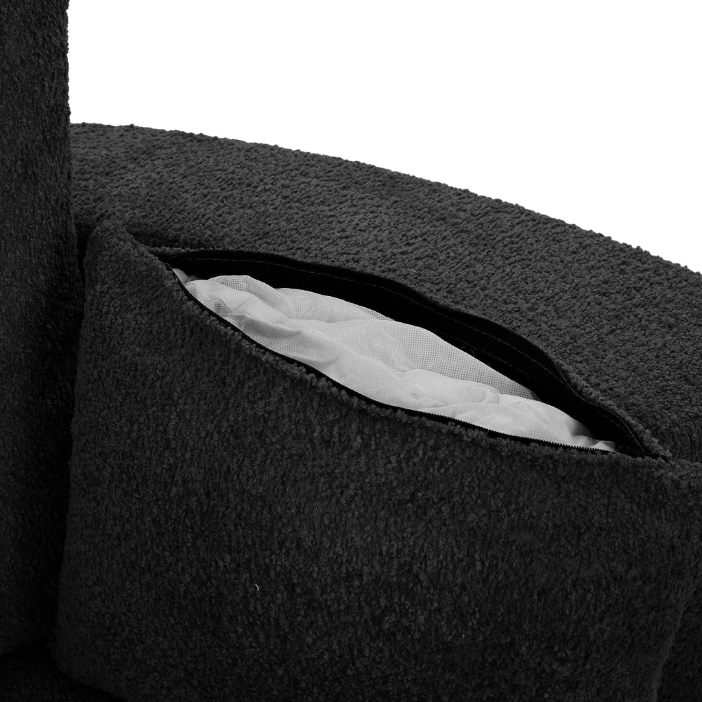 360° Swivel Accent Barrel Chair with Removable Pillows, Black Chenille, 56.3x56.3x36.5 inches