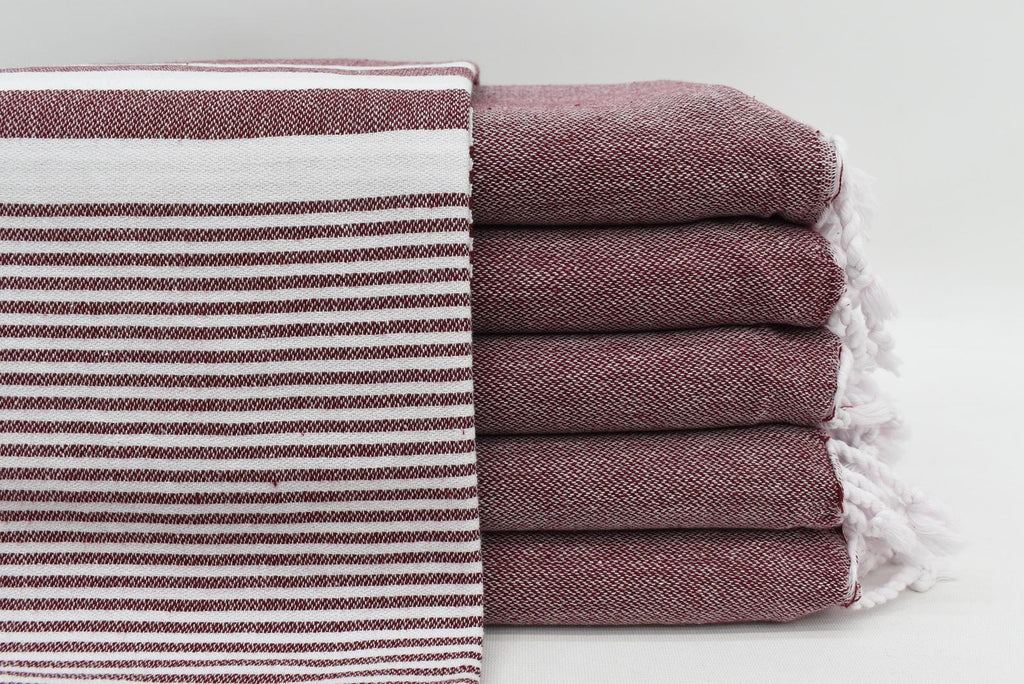 Basiclayersca Burgundy Monte Carlo Turkish Towel 40 Inch by