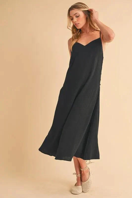 Aemi+Co Side Button Midi Cami Dress