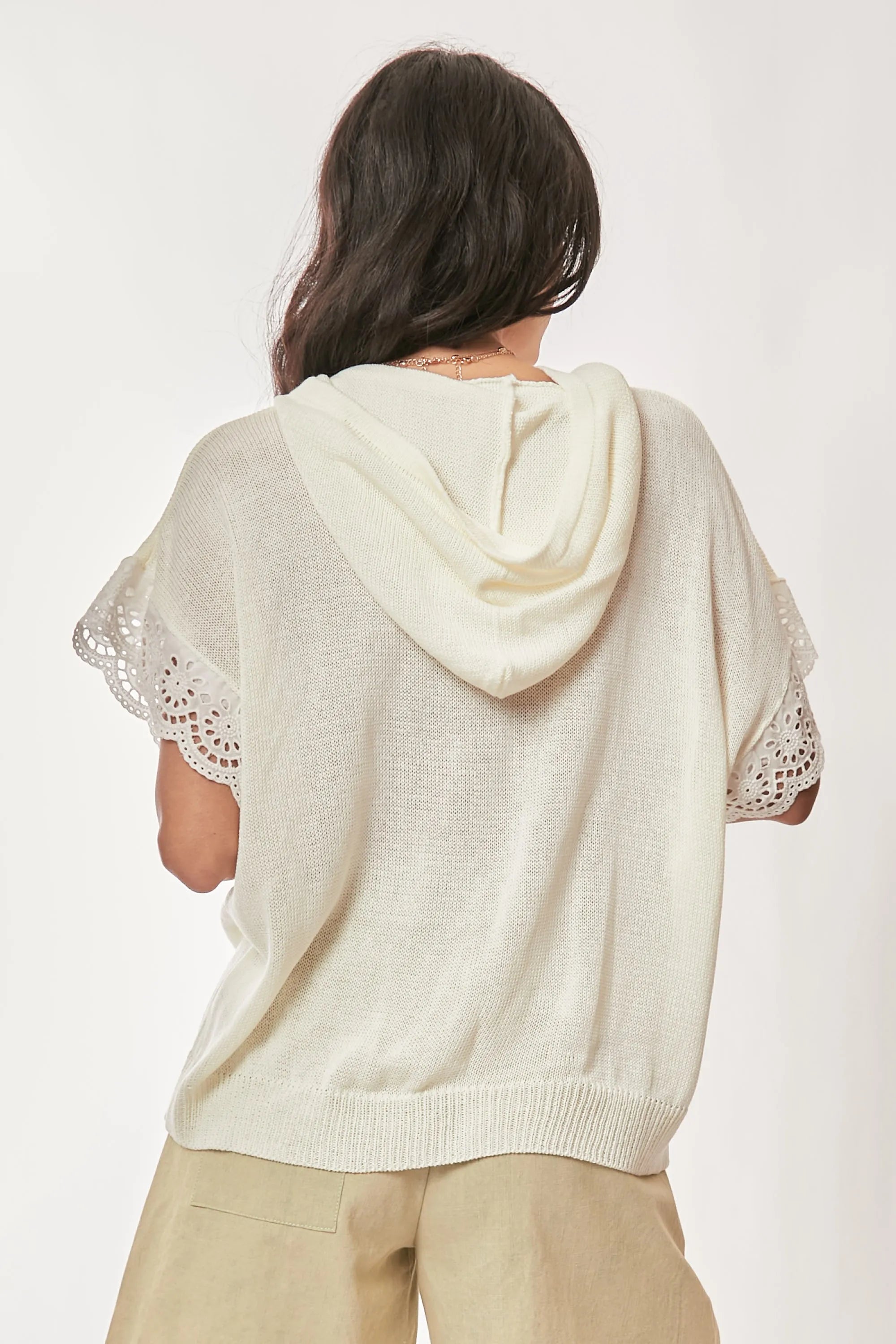 American Flag Loose Fit Lace Sleeve Hoodie Top