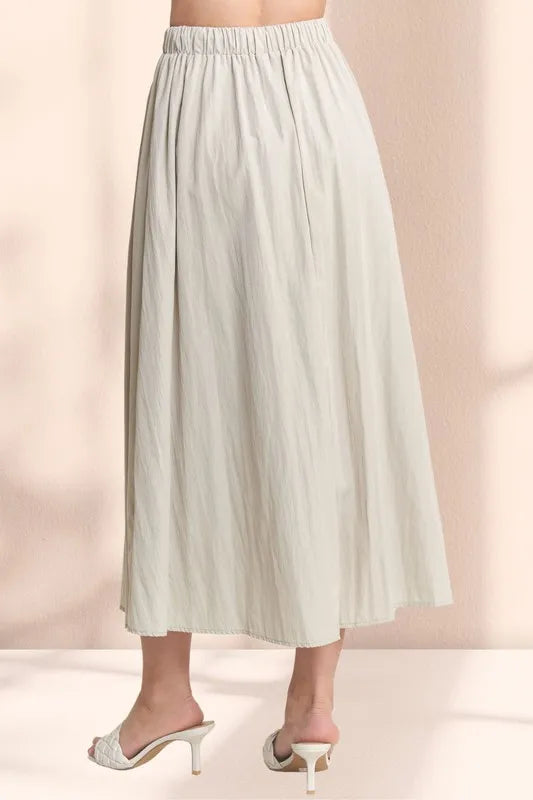 ADORA Drawstring Waist Crinkle Maxi Skirt