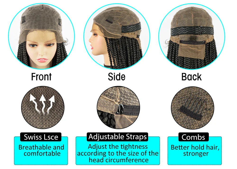 36" Knotless Box Braids Full Lace Wig | Crochet Braids | Synthetic Braiding Hair | Black Women