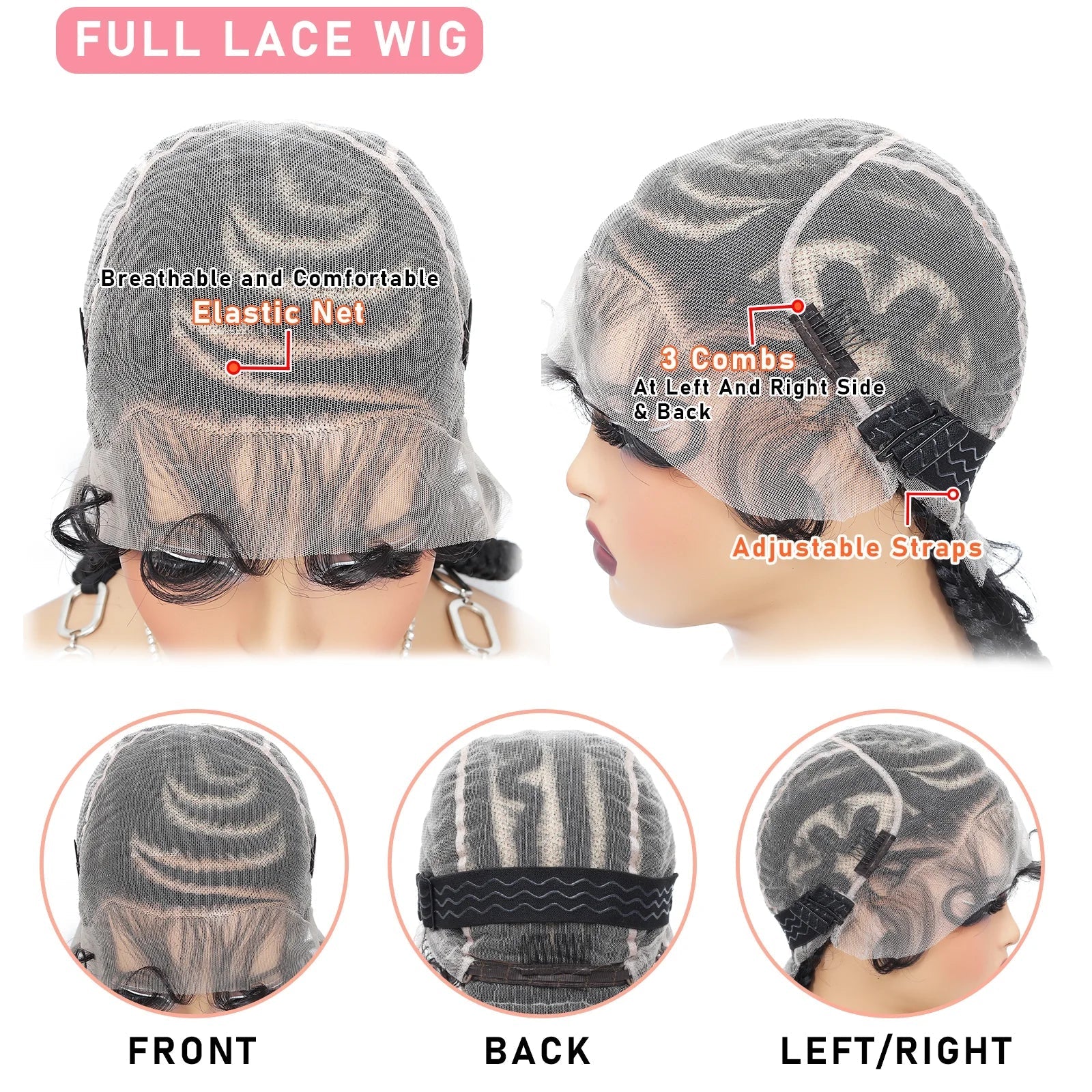 16" Full Lace Cornrow Braided Wig | Bantu Knots | Baby Hair | Synthetic Lace Frontal Braids for Black Women