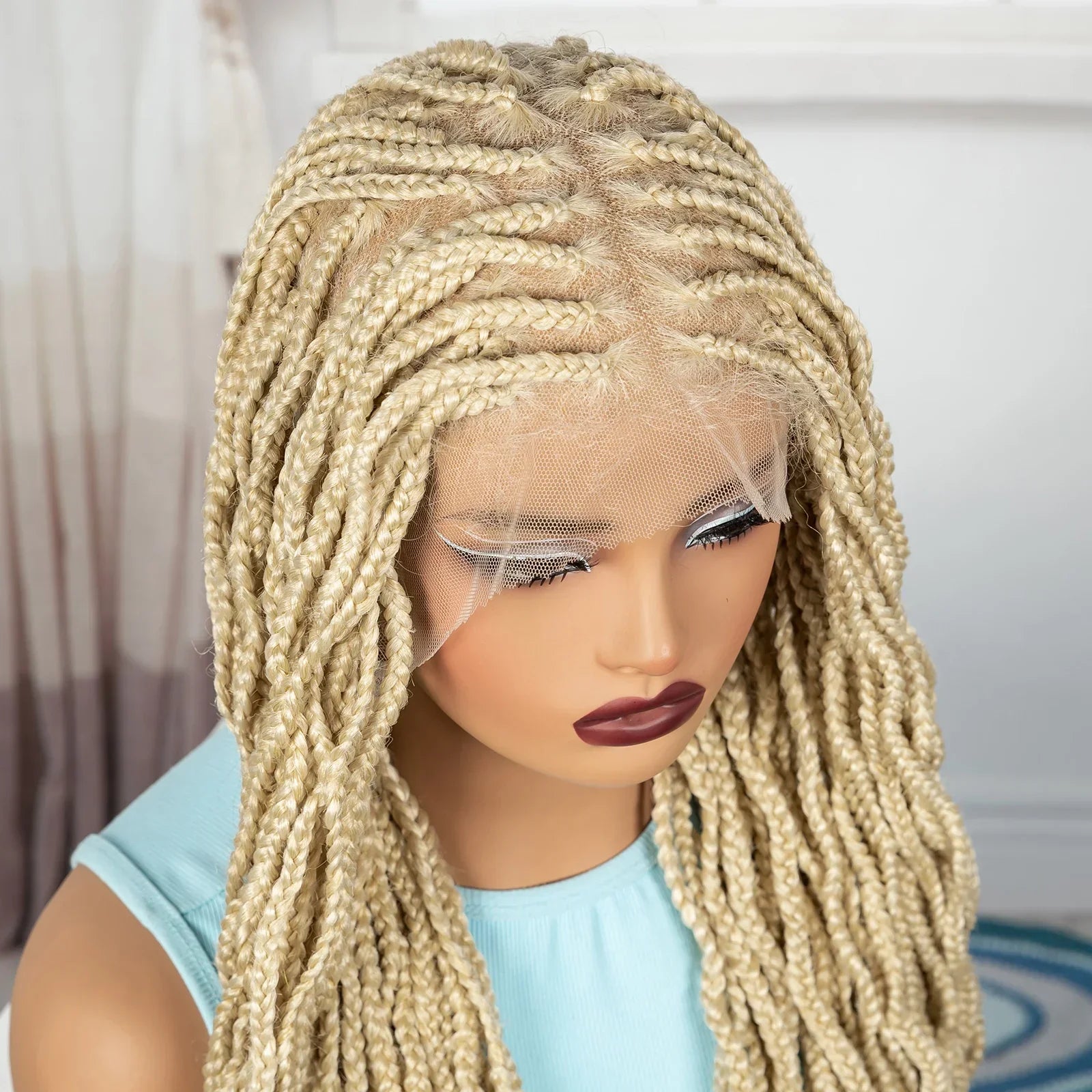 36" Boho Box Braids Wig with Curly Accents | HD Full Lace | Baby Hair