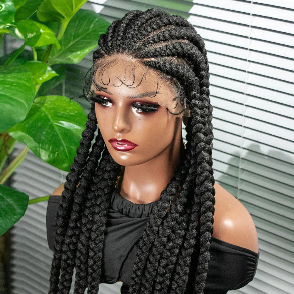 36" Cornrow Knotless Braids Wig | Full Lace Frontal | Baby Hair | Cosplay