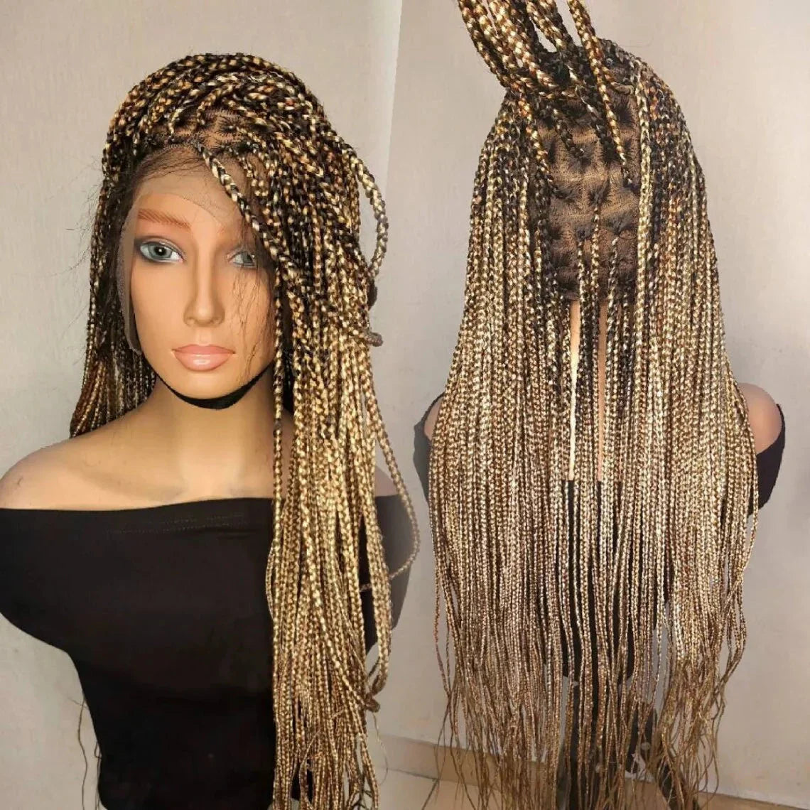 32" Mixed Blonde Knotless Braids Wig | Full Lace | 13x4/13x6 | Custom Made | Human Hair Blend