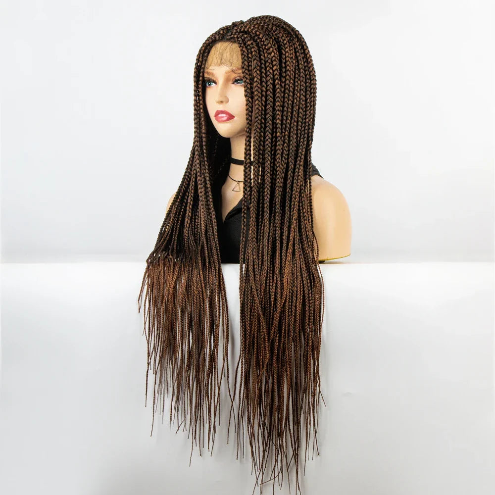 36" Knotless Box Braids Full Lace Wig | Crochet Braids | Synthetic Braiding Hair | Black Women