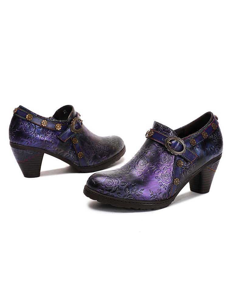 Adalee Retro Floral Embossed Shoes