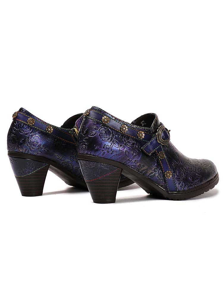 Adalee Retro Floral Embossed Shoes