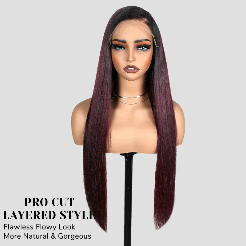7x6 Burgundy PartingMax Glueless HD Lace Wig | Straight Body Wave Water Wave Burmese Curly