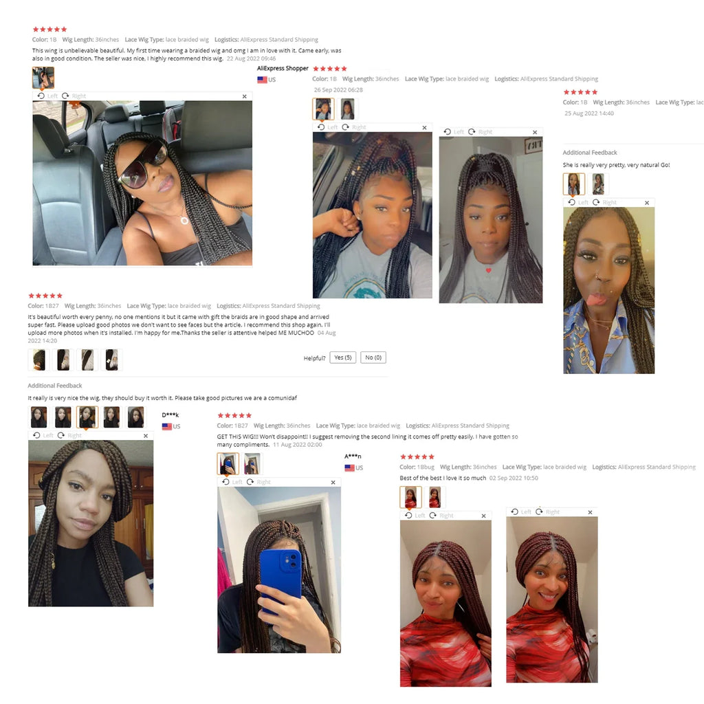 36" Knotless Box Braids Full Lace Wig | Crochet Braids | Synthetic Braiding Hair | Black Women