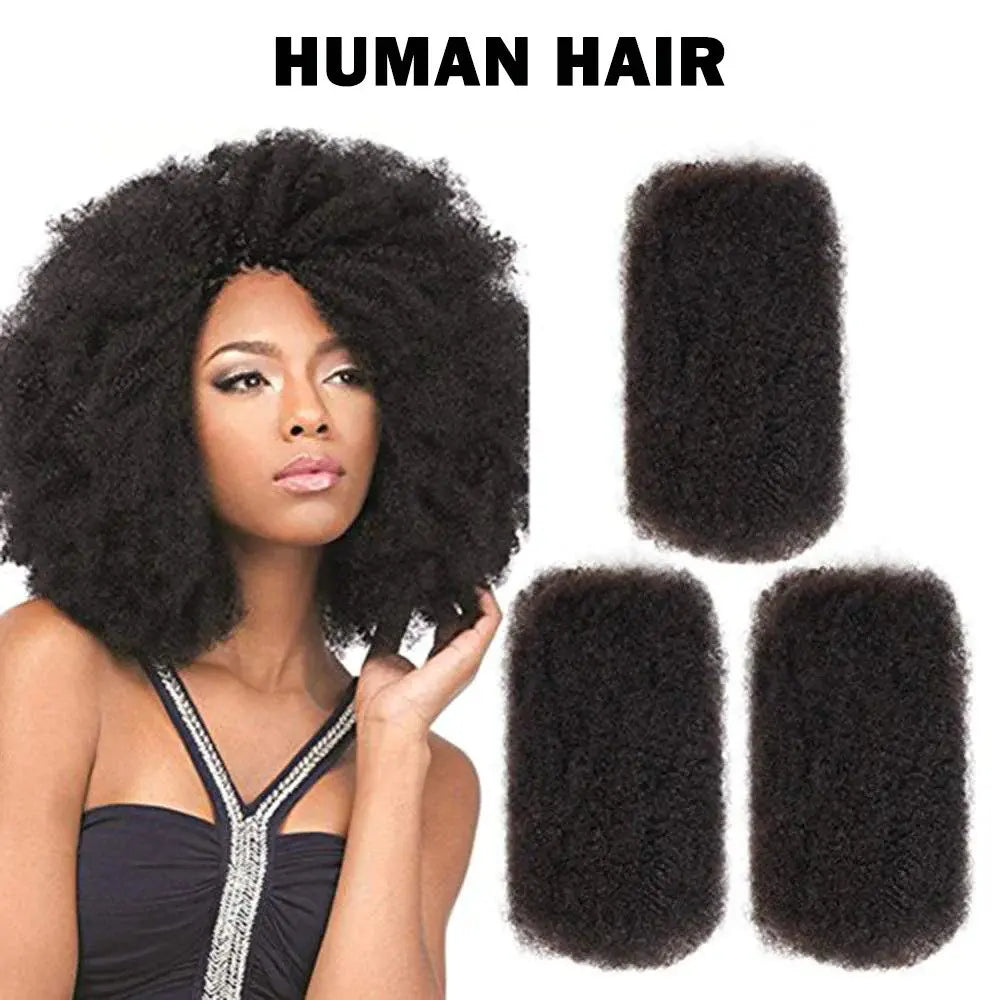 10"-22" Brazilian Remy Afro Kinky Bulk Human Hair for Braiding | 50g Natural Black Dreadlock & Twist Hair