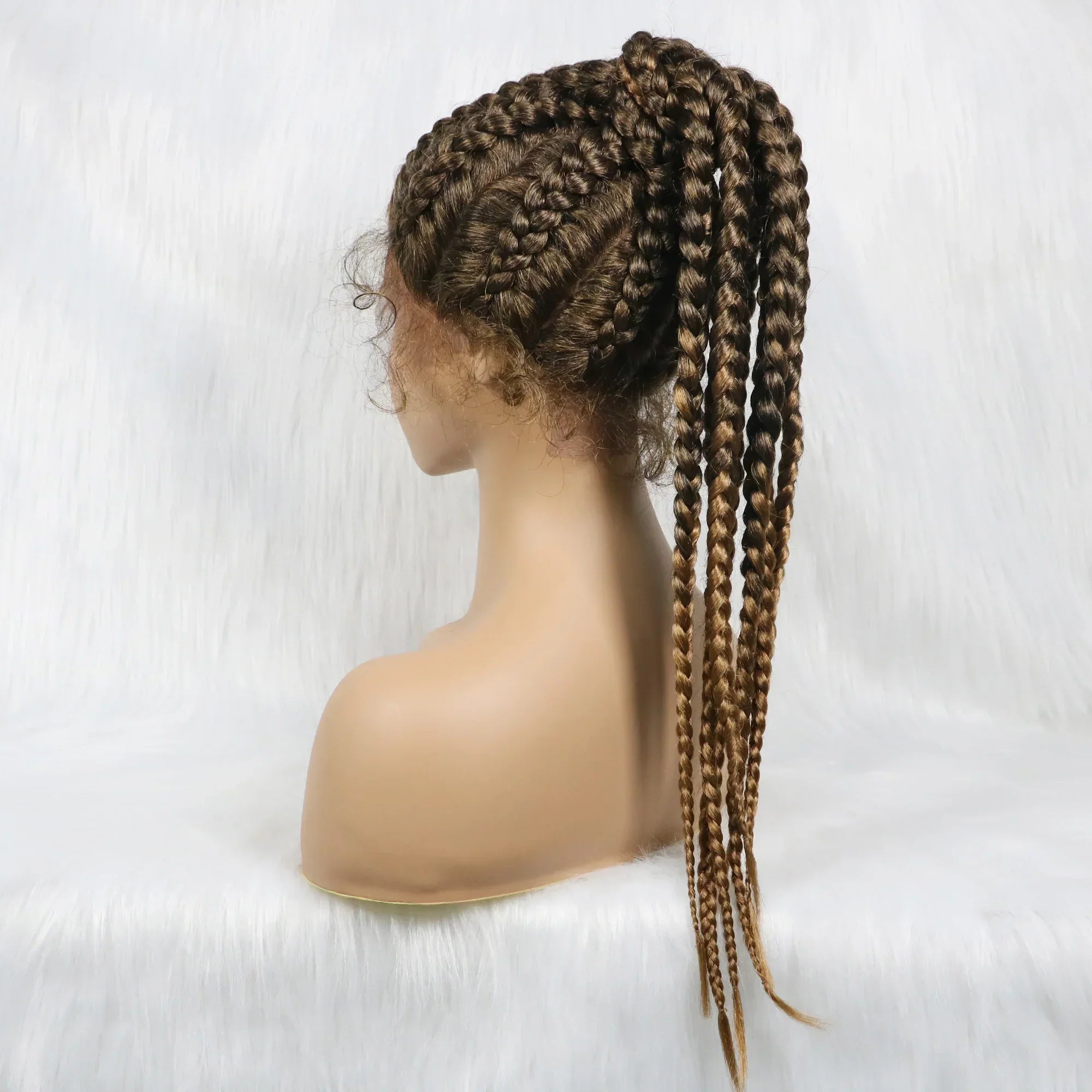 24" Box Braids 360 Lace Front Wig | Ponytail Style | Baby Hair | Synthetic African Braiding Hair