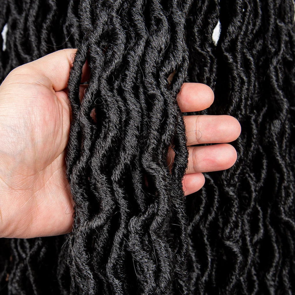 26" Goddess Locs Braided Wig | Lace Front Faux Locs Wig with Baby Hair | Synthetic Dreadlock Braids Wig for Women | Transparent Lace