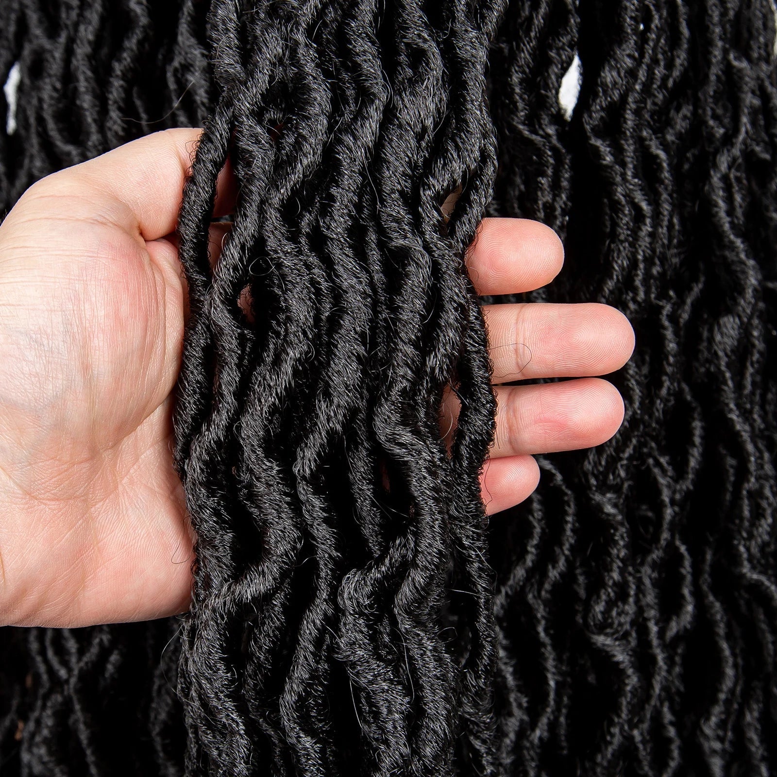 26" Goddess Locs Braided Wig | Lace Front Faux Locs Wig with Baby Hair | Synthetic Dreadlock Braids Wig for Women | Transparent Lace