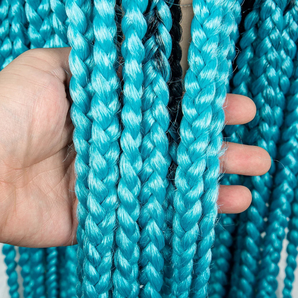 32" Triangle Knotless Box Braids Wig | KIMA Full Lace Front Braided Wig | Transparent Lace | Synthetic Braids