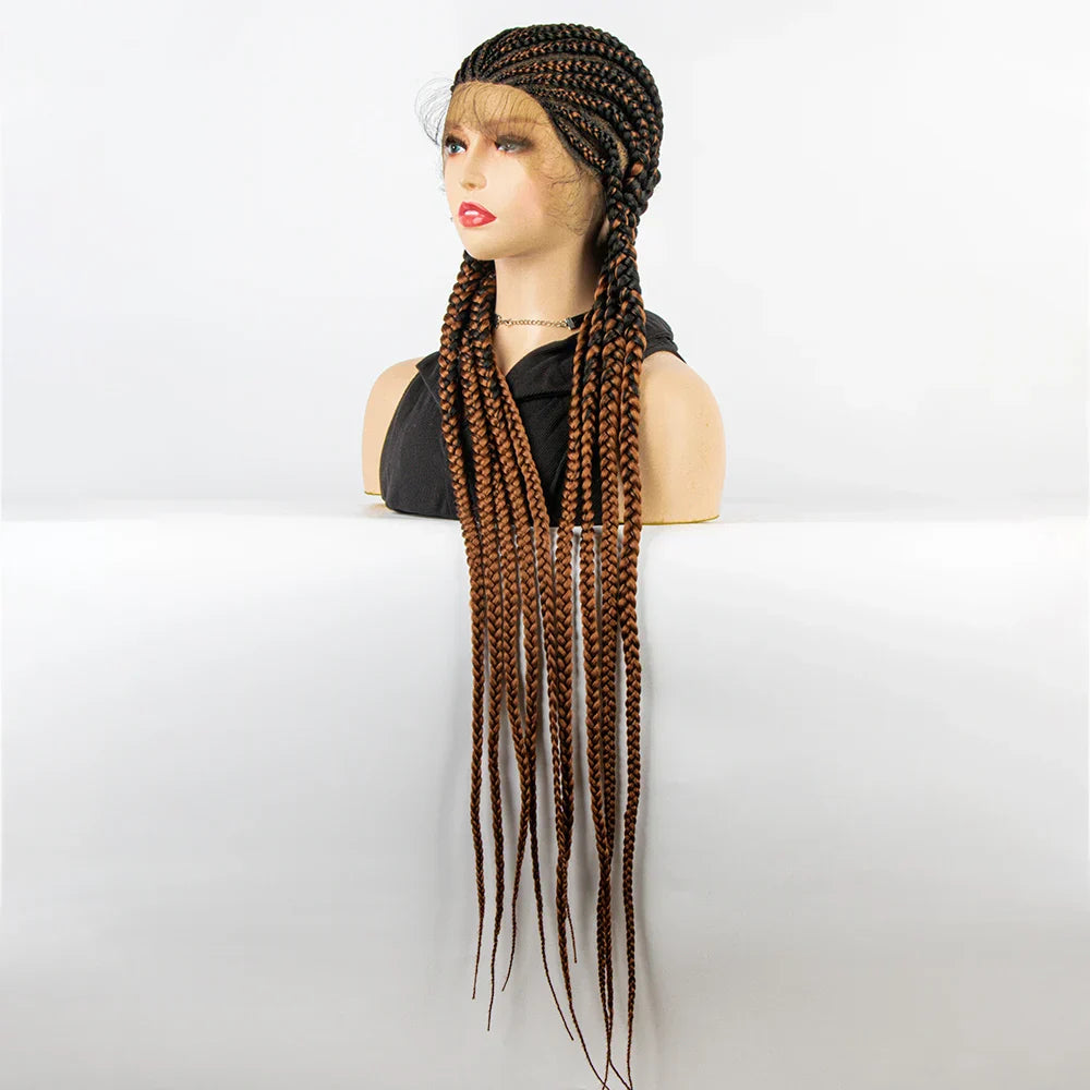 36" Long Cornrow Braids Wig | Full Lace Frontal | Baby Hair