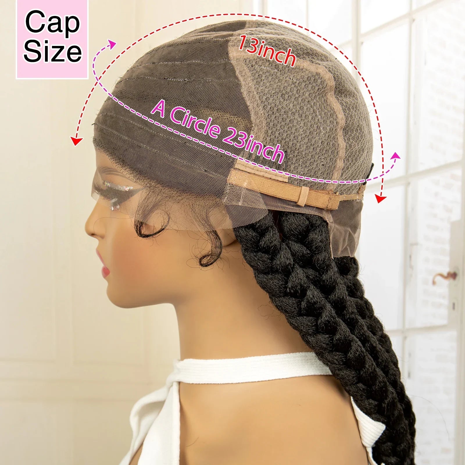 36" Extra Long Box Braided Full Lace Wig | Synthetic Braiding Wig | For Black Women | Lace Frontal Braids