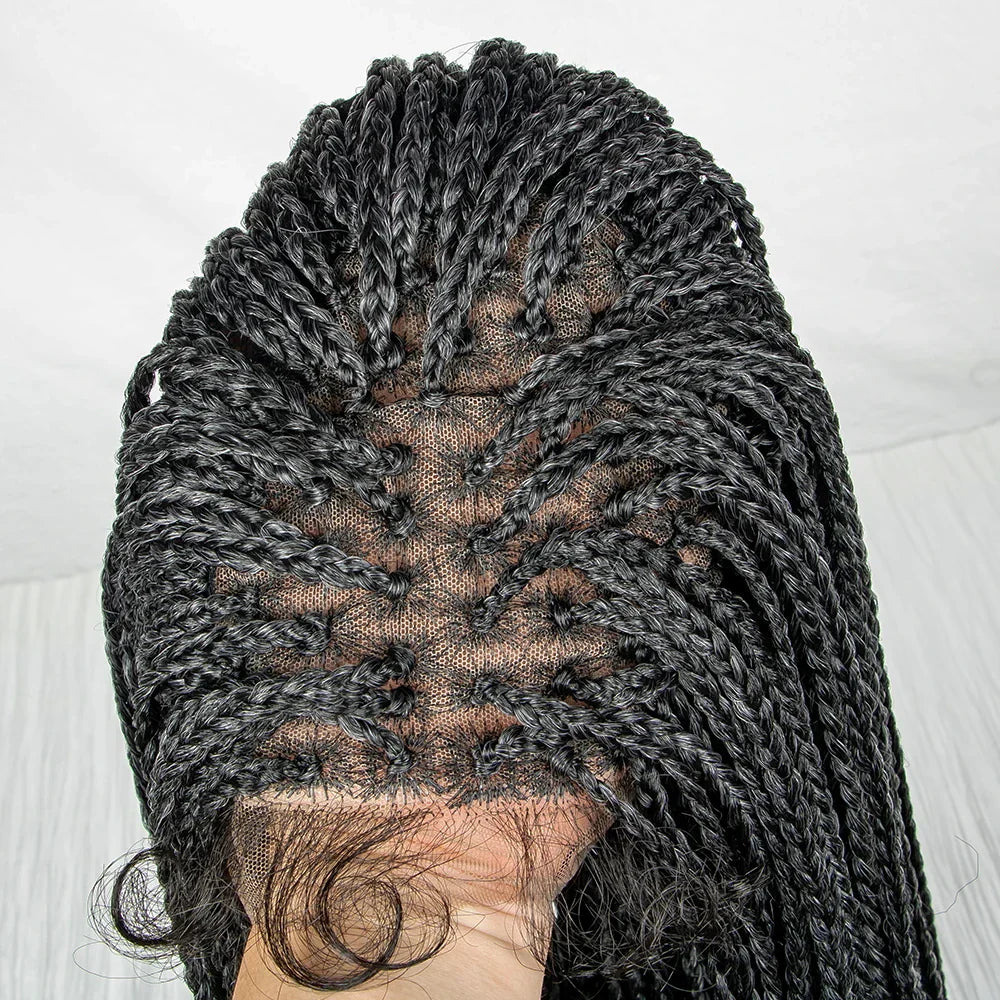 36" Water Wave Braided Wig | Lace Front | Baby Hair | Long Braids