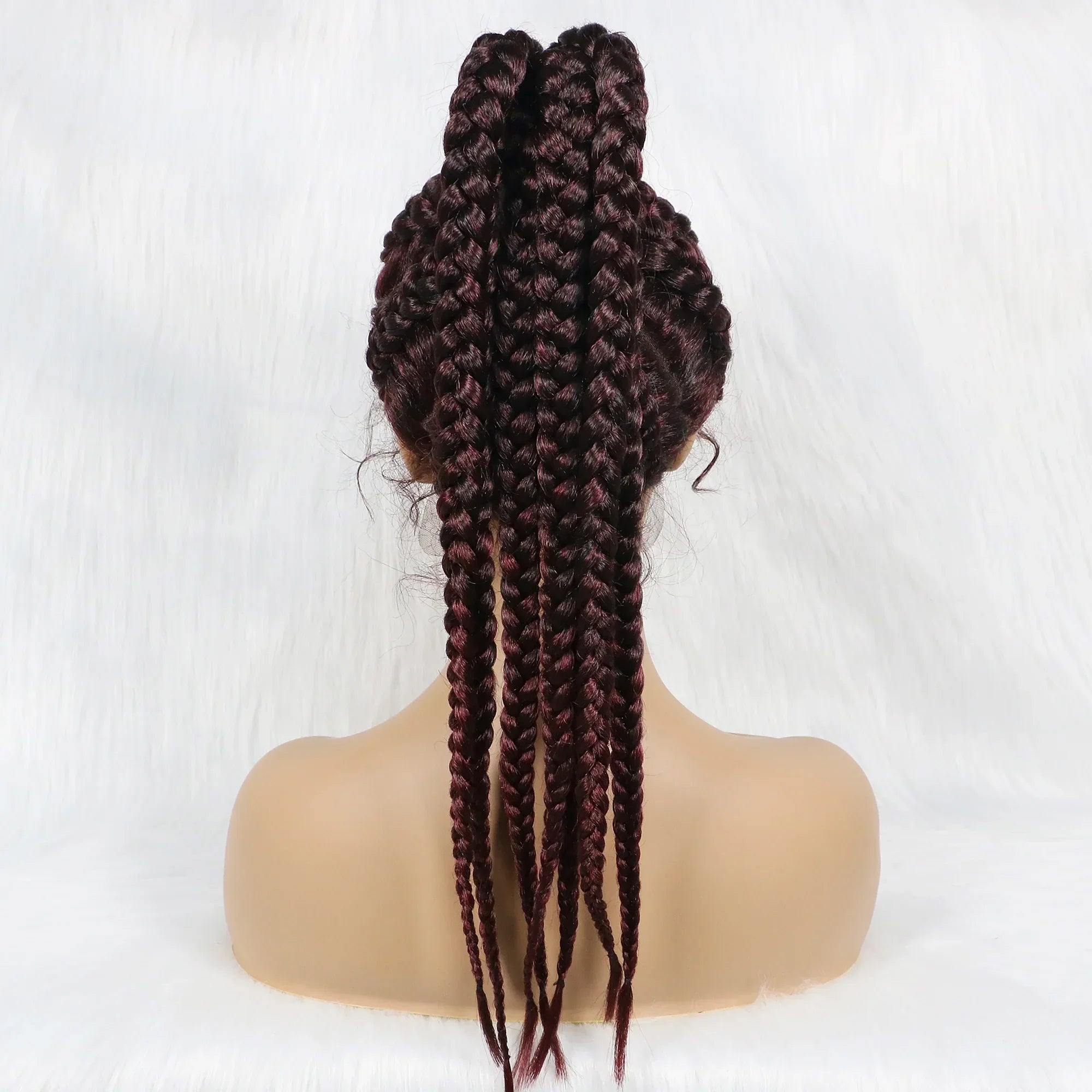 24" Box Braids 360 Lace Front Wig | Ponytail Style | Baby Hair | Synthetic African Braiding Hair