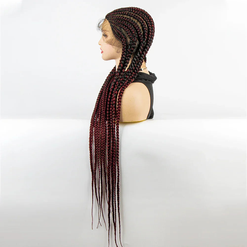 36" Long Cornrow Braids Wig | Full Lace Frontal | Baby Hair