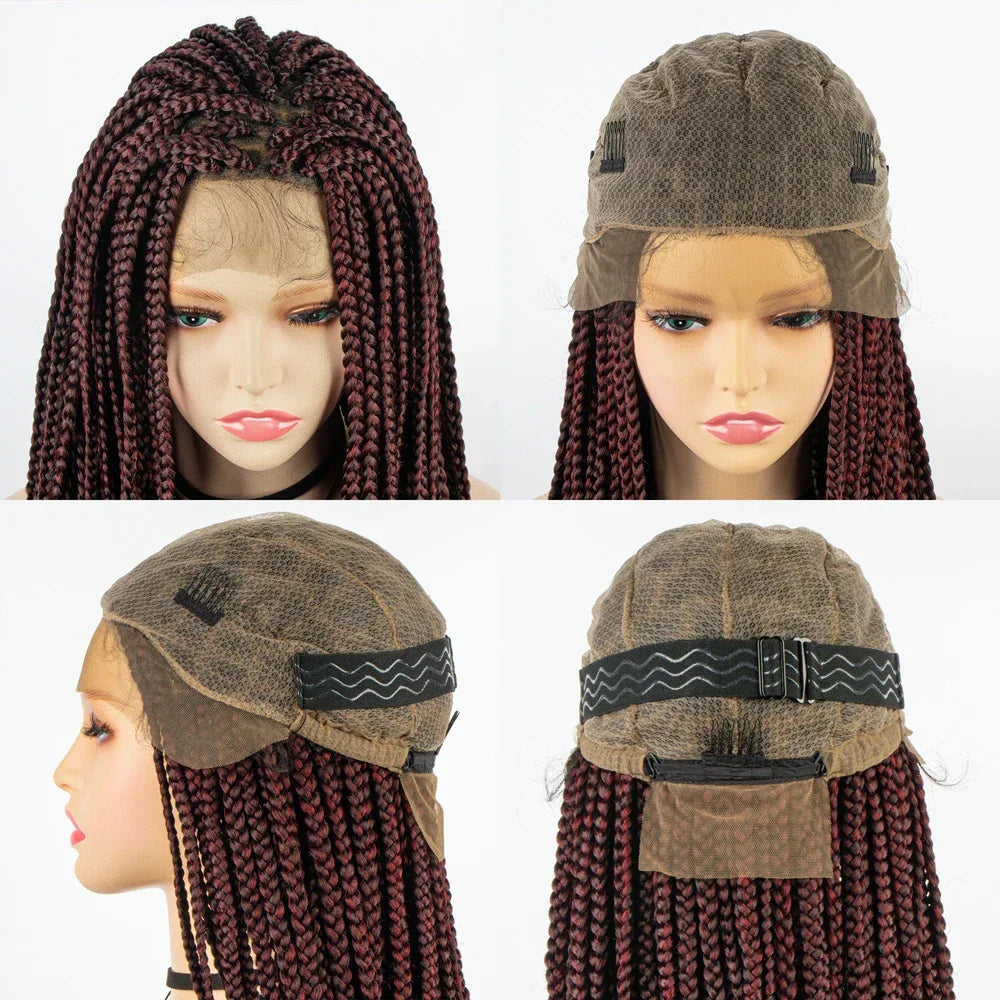 36" Knotless Box Braids Full Lace Wig | Crochet Braids | Synthetic Braiding Hair | Black Women