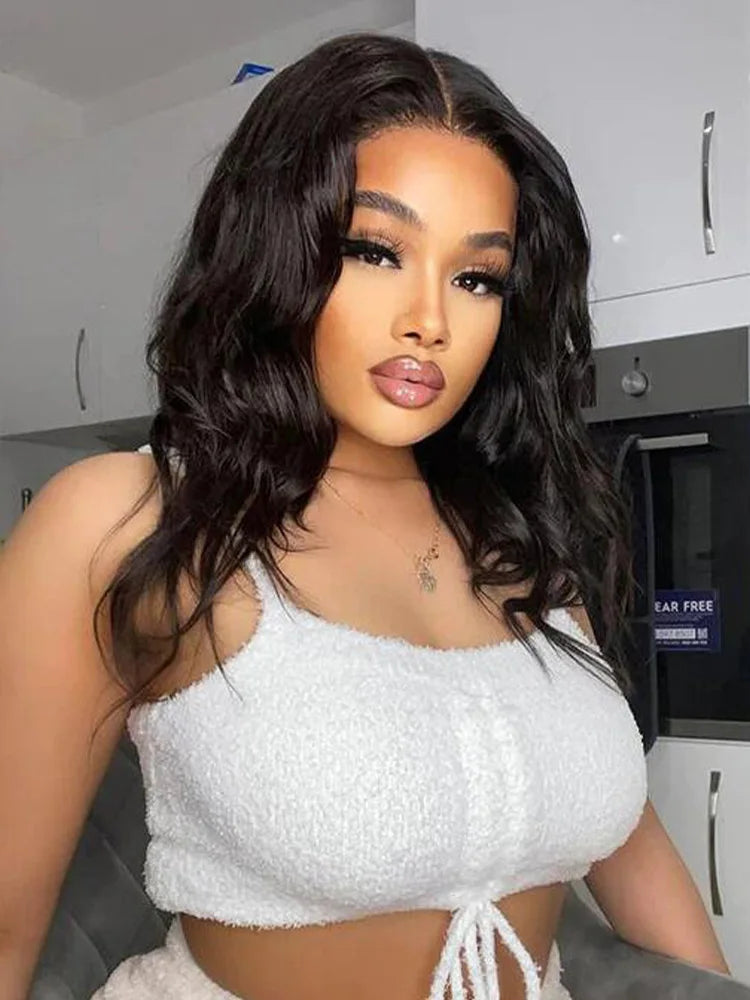 180% Density Body Wave Human Hair Wig | Transparent Lace Front, Middle Part & Pre-Plucked